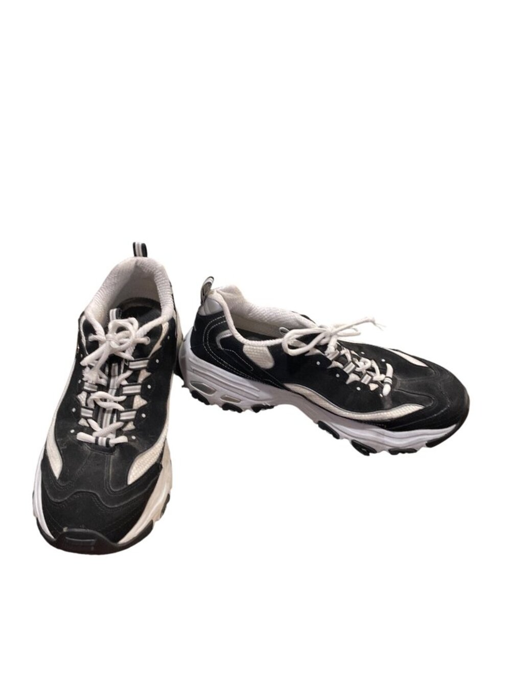 Skechers D'lites mens black white leather low top sneakers sz 10.5 SKU 10-189